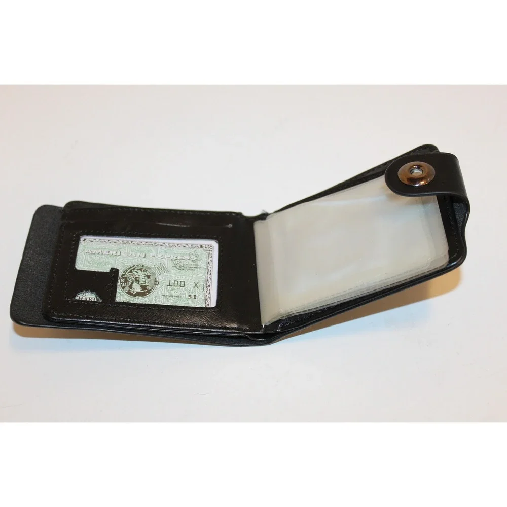 New BVEI'S Men's Black Faux Leather Rex Embossed Bi-Fold Wallet Snap Button NIB‎